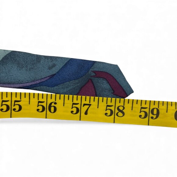 Bill Blass Silk Tie Abstract Modern Art Burgundy Red Blue Purple - Picture 6 of 6